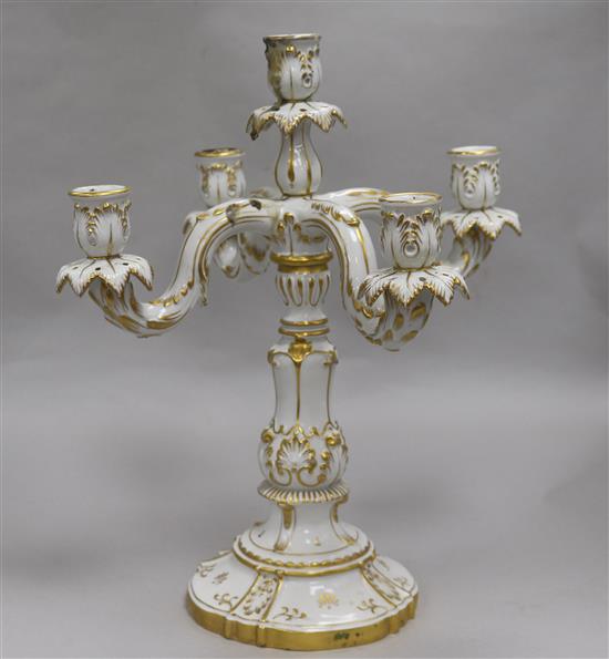 A four branch five light candelabrum height 38cm